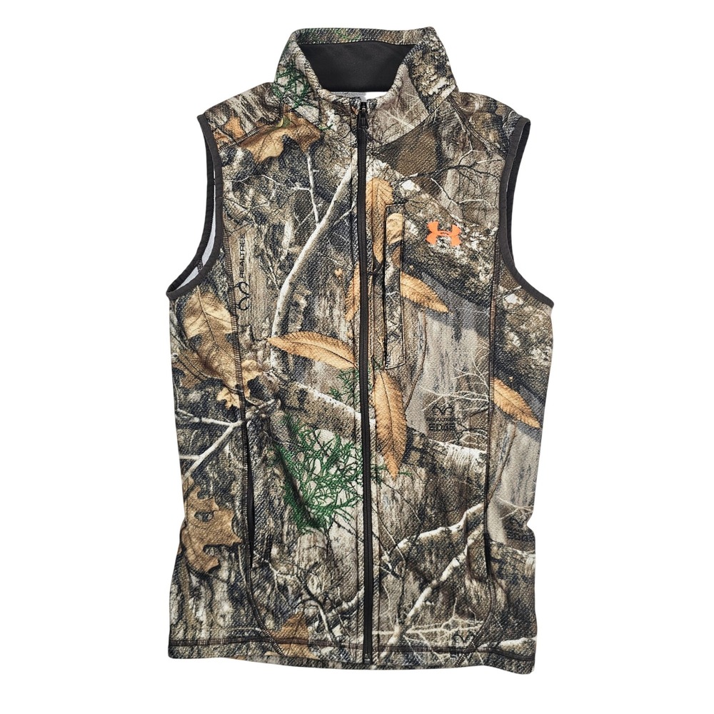 Under Armour ColdGear Realtree Edge Camo Vest Mens Small Full Zip Hunting Fleece